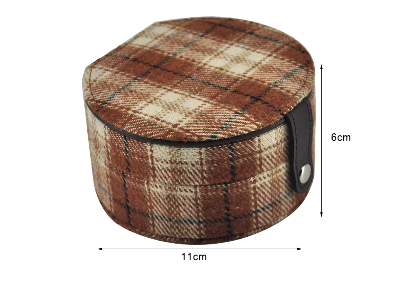 Check Fabric Double Layers Travel Jewelry Box